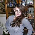 Brunette Woman Wearing Glasses Models Nude - image 