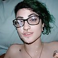 Emo Glasses Wearing Teen Models Nude, Gives Handjob And Receives A Facial - image 